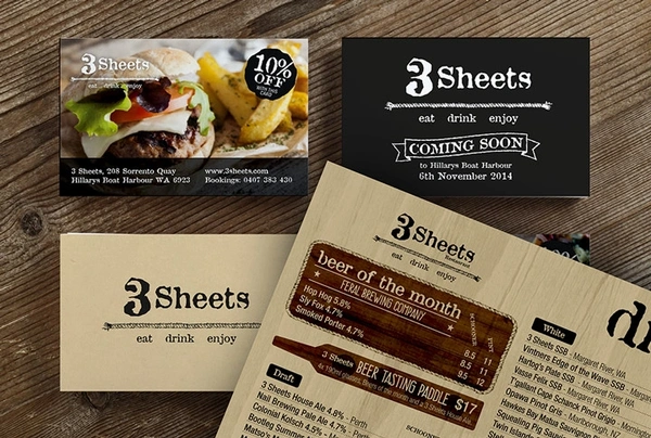  3sheets - Business - Cards - And - Menu
